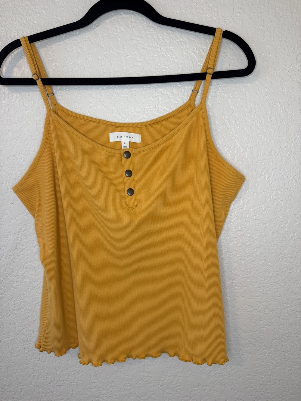 Cleobella Yellow Ribbed Button-Front Camisole